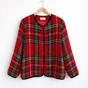 Vintage Mohair Tartan Plaid Jacket Cardigan